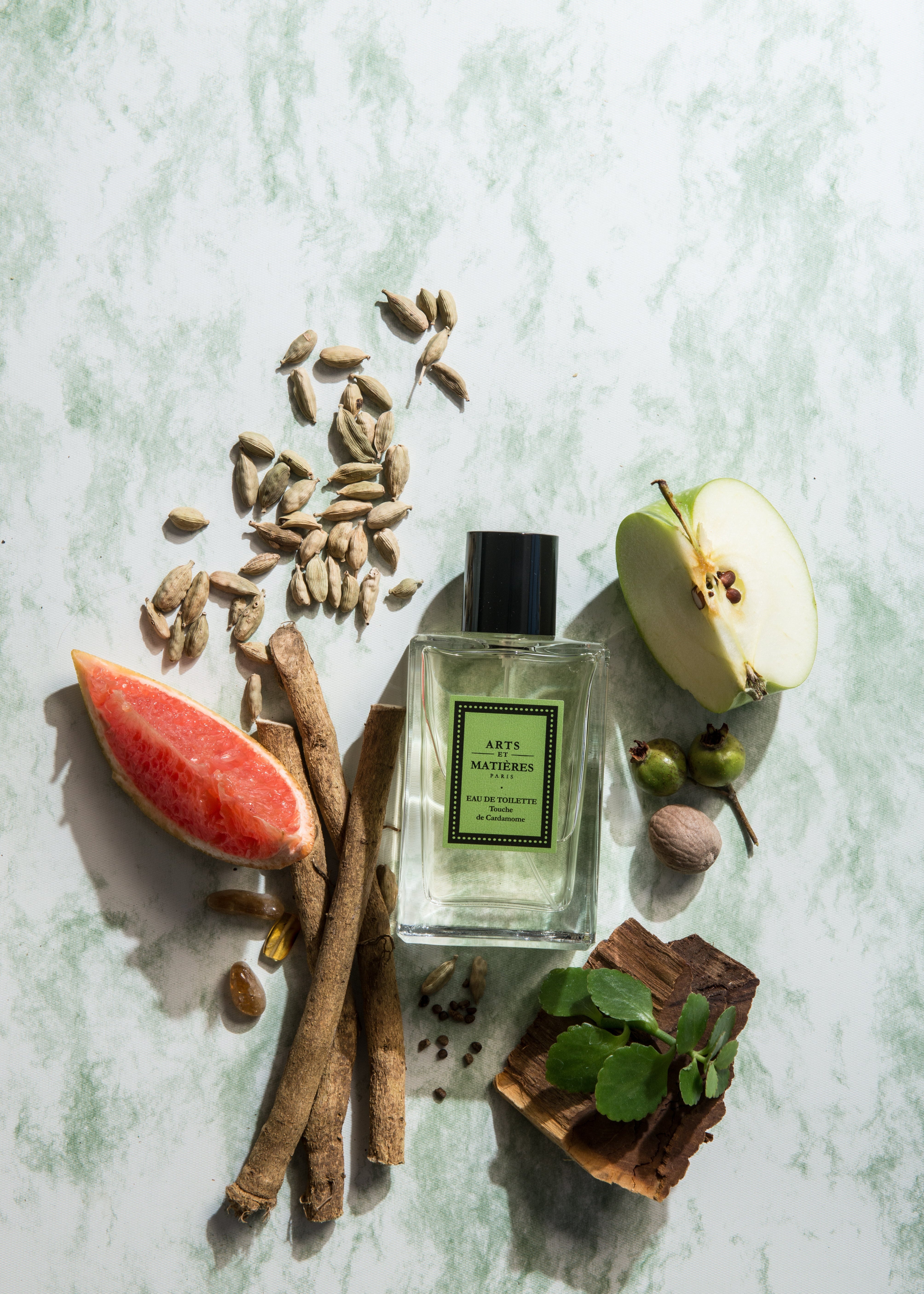 Touche de Cardamome Eau de Toilette bottle with cardamom, vetiver, and musk notes by Arts et Matières