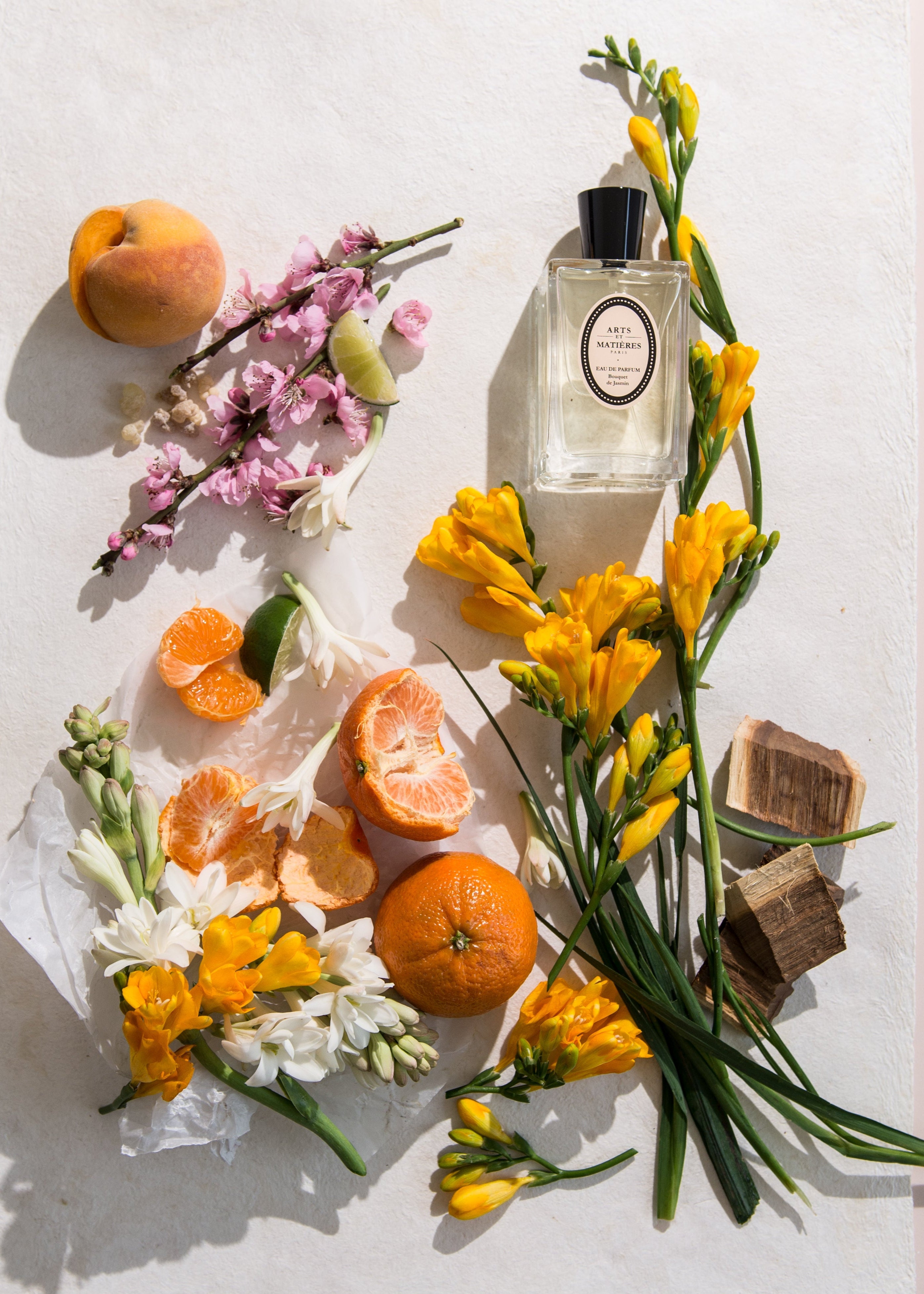 Bouquet de Jasmin Eau de Parfum bottle with mandarin, peach, and jasmine by Arts et Matières